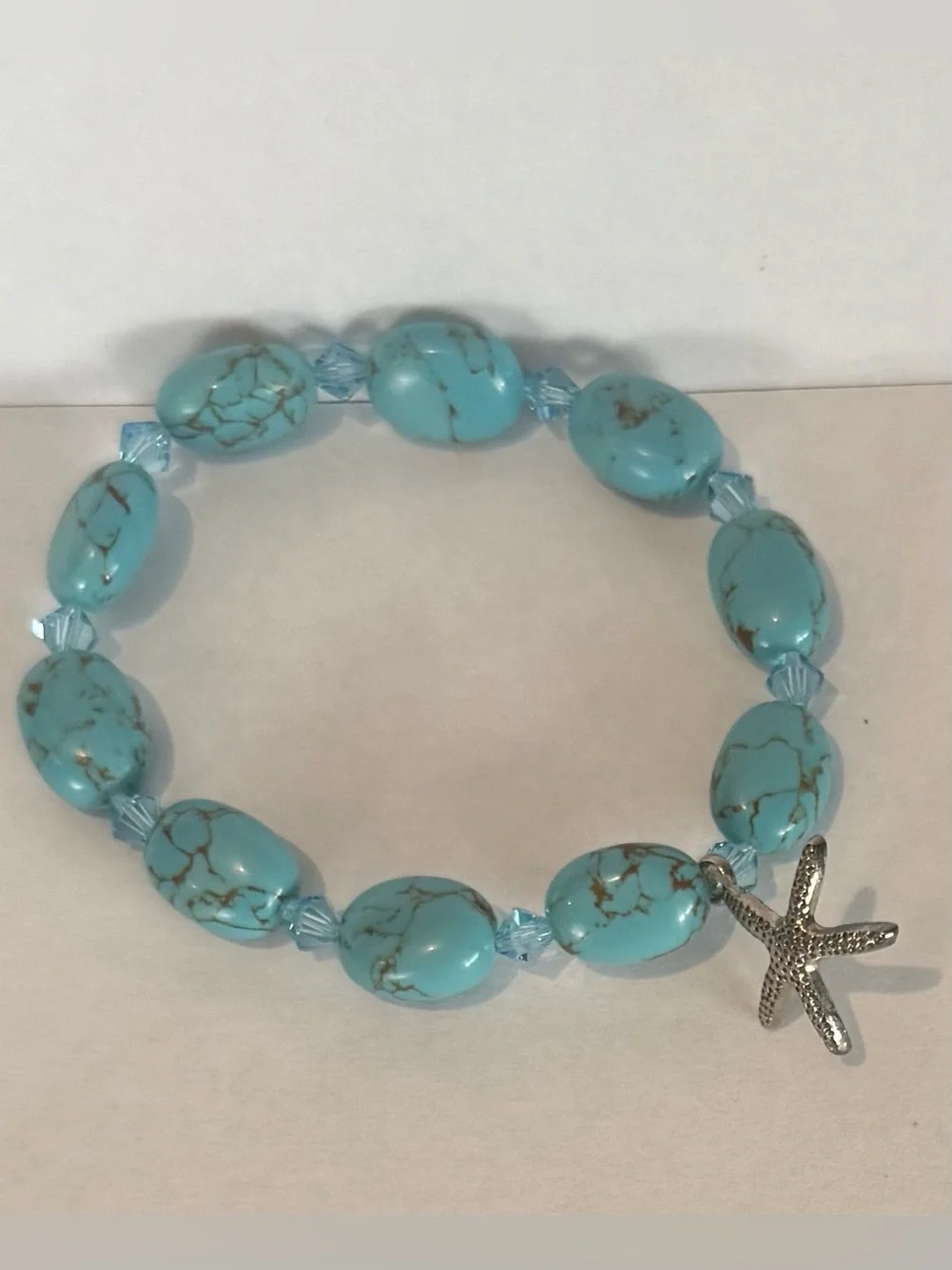 Turquoise Beaded Starfish Stretch Bracelet